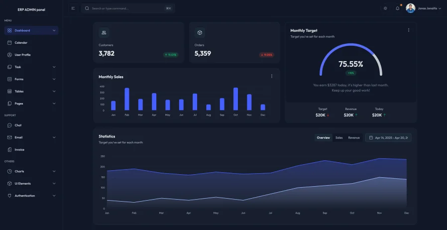 EZA dark dashboard